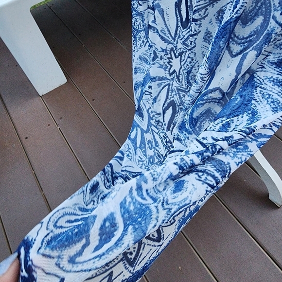 CYNTHIA ROWLEY blue floral print strapless Maxi mesh dress size S - Picture 9 of 15